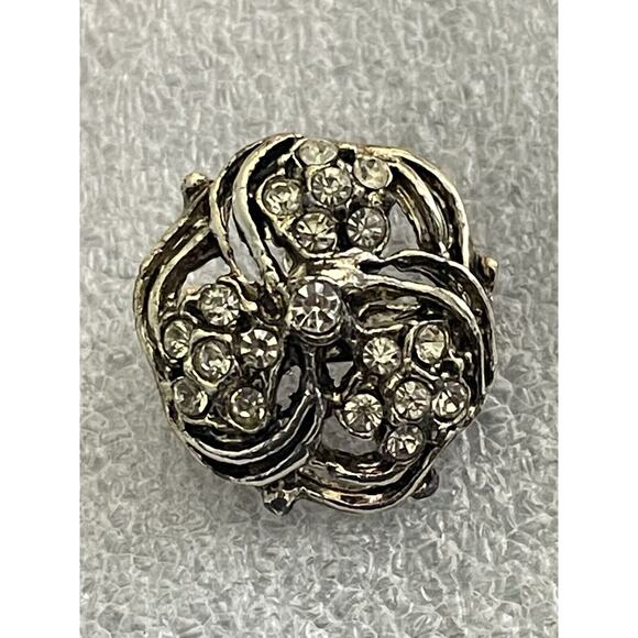 Vintage WMCA White Metal Casters Association White Rhinestone Brooch Pin - Picture 1 of 4